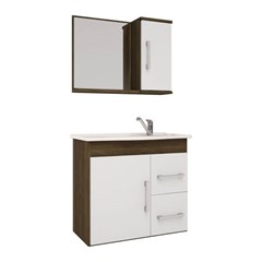 ARMARIO VIX 65X60 C/ESPELHO AMENDOA/OFF WHITE