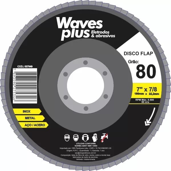 DISCO FLAP 7 GRAO 80 WAVES BLACK DISCO FLAP 7 GRAO 80 WAVES BLACK