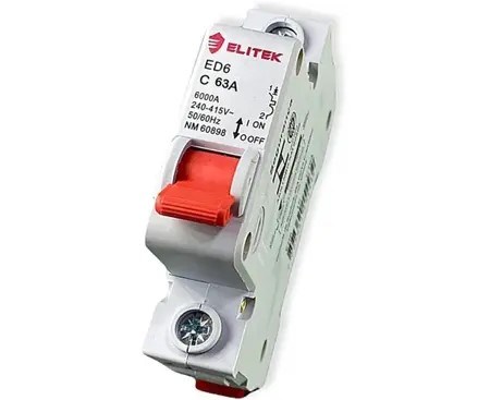 DISJUNTOR MONOF ED61 63A C 6KA ELITEK DISJUNTOR MONOF ED61 63A C 6KA ELITEK