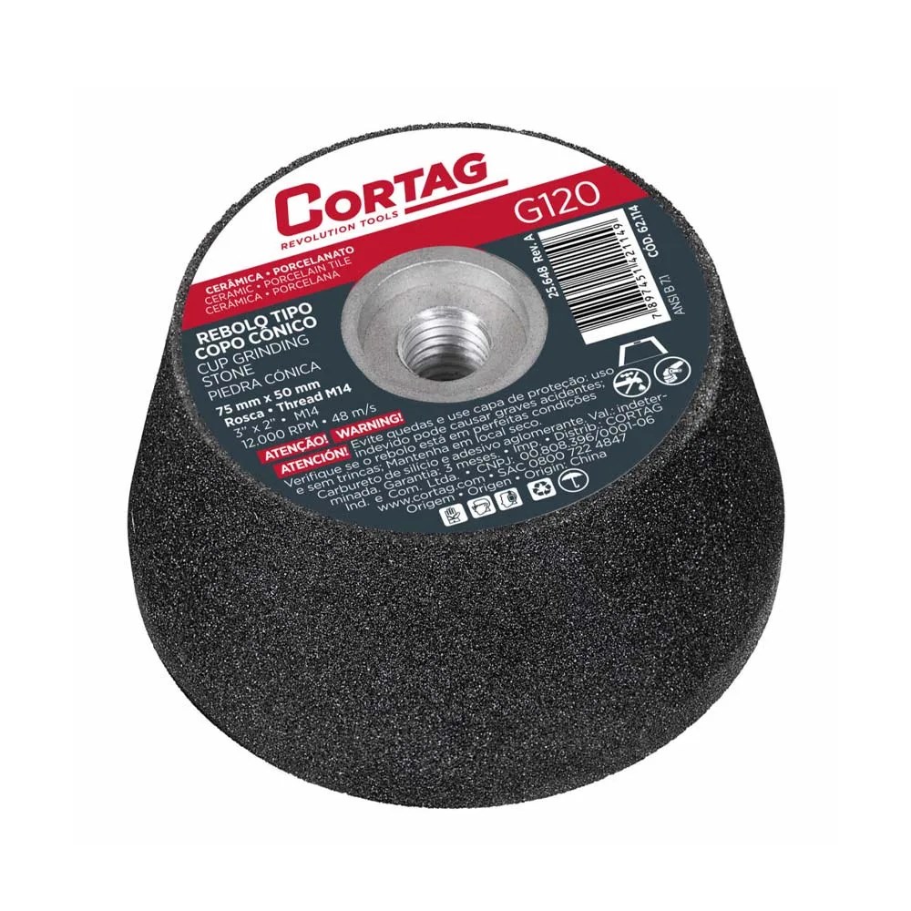 REBOLO TIPO COPO 75MM G 120 CORTAG REBOLO TIPO COPO 75MM G 120 CORTAG