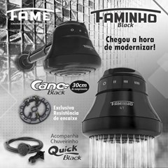 DUCHA FAMINHO 4T BLACK 4400W COM CANO FAME