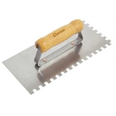 DESEMPENADEIRA ACO INOX DENTADA 8X8MM COM CABO DE PLASTICO CORTAG