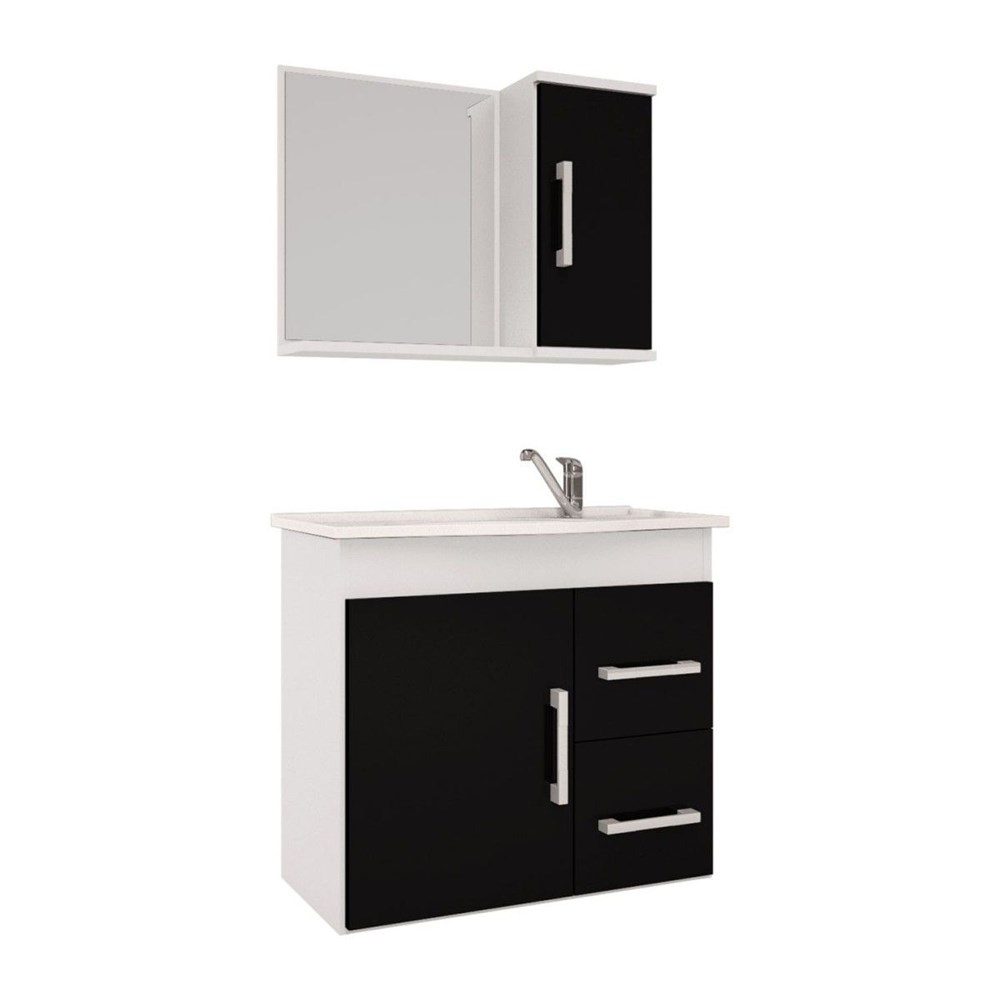 ARMARIO VIX 65X60 C/ESPELHEIRA PRETO/BRANCO ARMARIO VIX 65X60 C/ESPELHEIRA PRETO/BRANCO