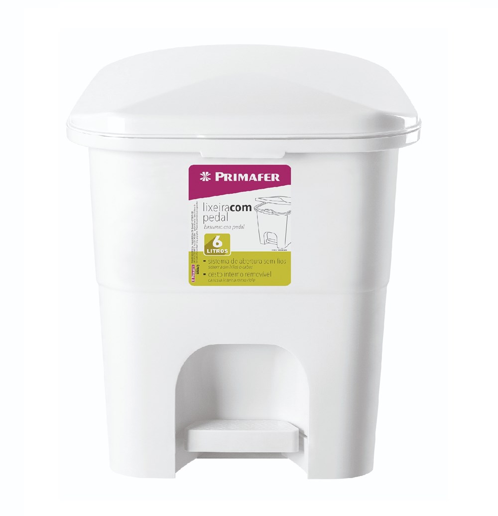 LIXEIRA RETANG C/ PEDAL 6L BR PRIMAF LIXEIRA RETANG C/ PEDAL 6L BR PRIMAF