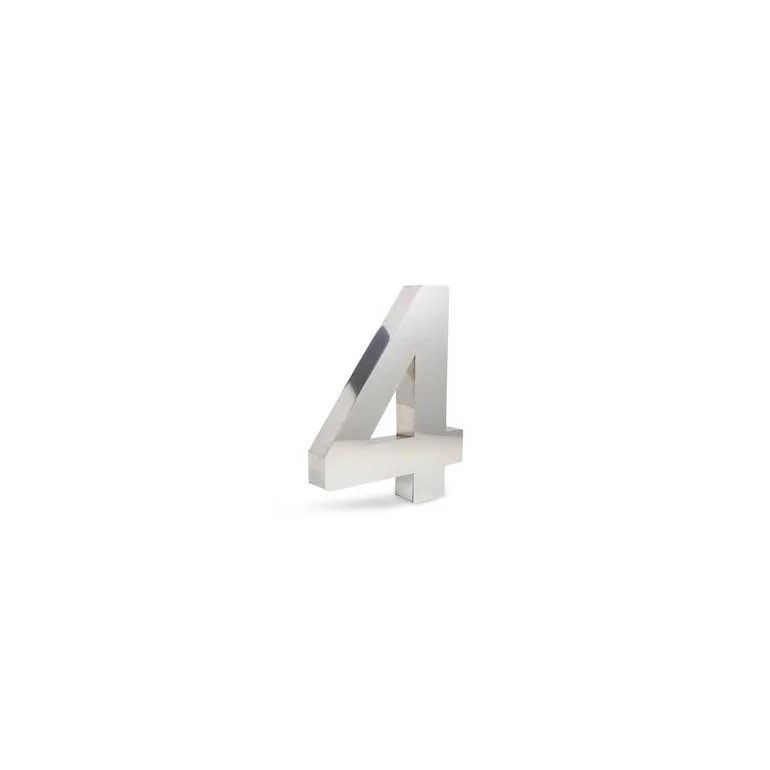 NUMERO EM ACO INOX 20CM 4 NUMERO EM ACO INOX 20CM 4