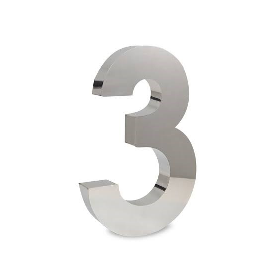 NUMERO EM ACO INOX 15CM 3 NUMERO EM ACO INOX 15CM 3