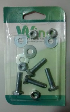 CARTELA PARAFUSO SEXT 1/4X1 C/PORCA E ARRUEL KIT16
